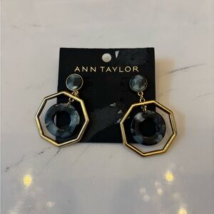 Ann Taylor Hexagon Gold and Blue Earrings